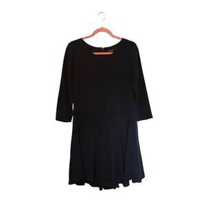 Club Monaco Fit Flare Dress 3/4‎ Sleeve Silk Sz 6 Navy Blue
